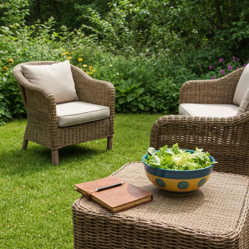 Peaceful outdoor rest setting with fresh greens